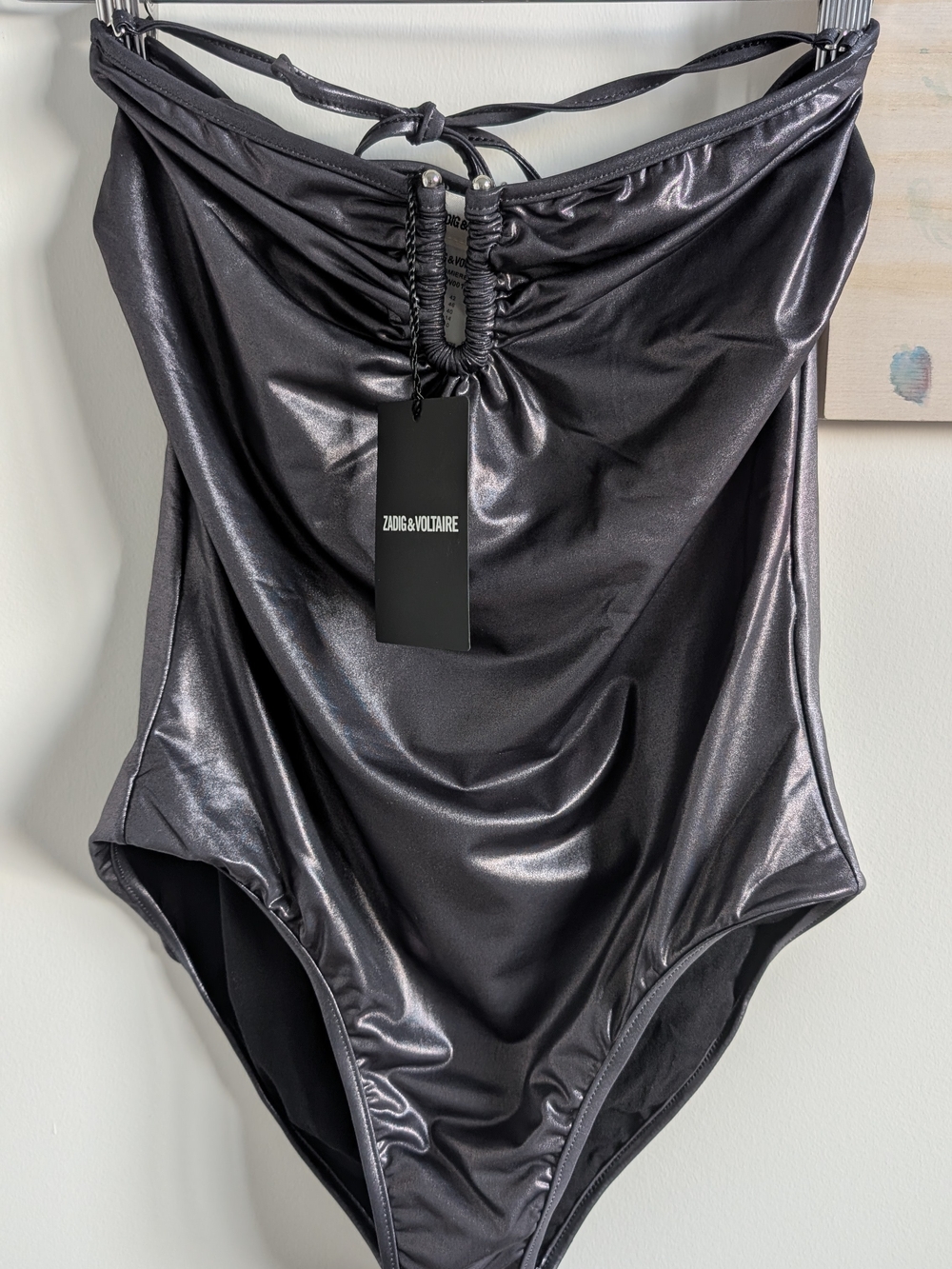 Zadig & Voltaire Shimmery Black And Grey Metallic One-Piece Swimsuit